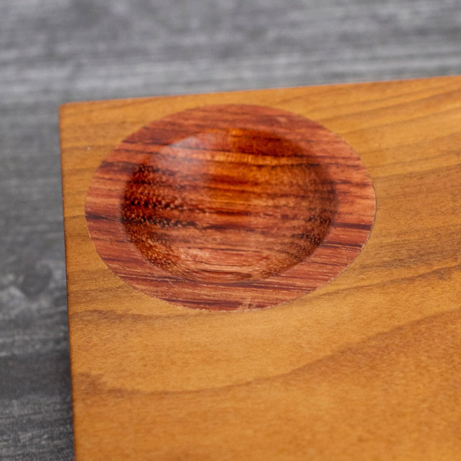 Two Person Sushi Board with Sauce Dishes - Zebrawood and Figured Maple